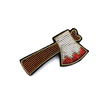 

French Design Hand-embroidered Little Fox Cutting Big Tree Axe To Help Logo Men's Axe Brooch Accessories Trendy Products