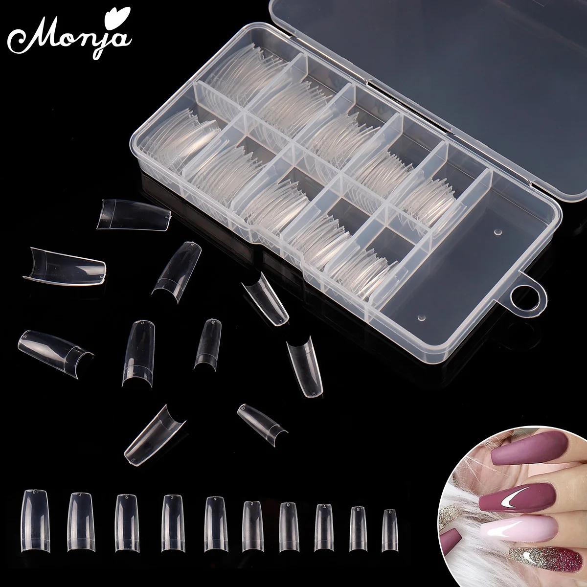 Manicure-Tool Nail-Tips Half-Cover Uv-Gel-Extension Acrylic Monja Transparent French