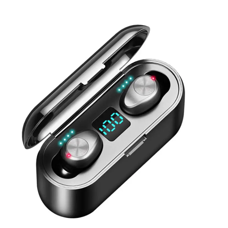 

F9 bluetooth 5.0 TWS Wireless Earphone LED Display Protable Waterproof Stereo Sport Binaural Earbus With 2000mAh Power Bank