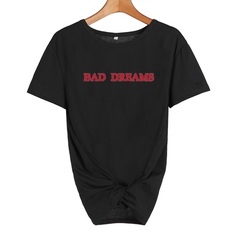 Bad Dreams кошмар гранж ночной ужас инсомния Nu Готическая футболка tumblr женские топы