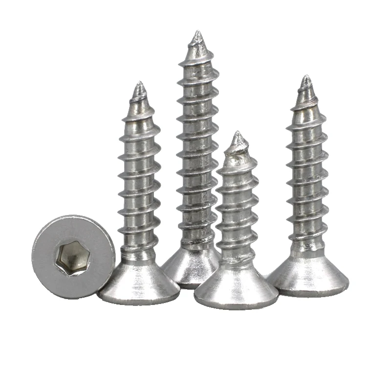 

M3 M4 M5 Flat Hex Socket Head Cap Screw Metric Thread Countersunk Self Tapping Bolt 304 Stainless Steel
