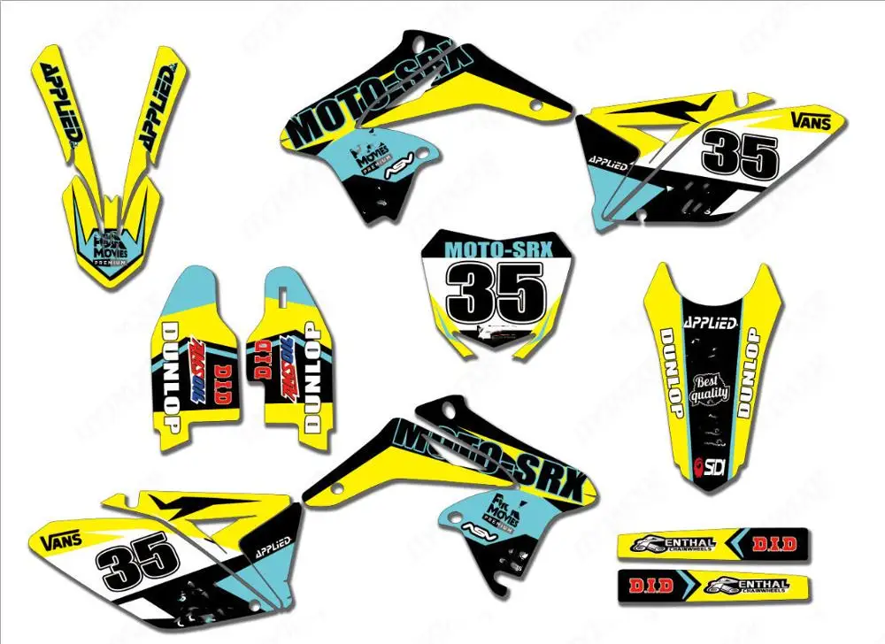 Бесплатные наклейки на заднюю панель для Suzuki RMZ250 RMZ 250 2010 11 12 2013 2014 2015 2016 2017 2018