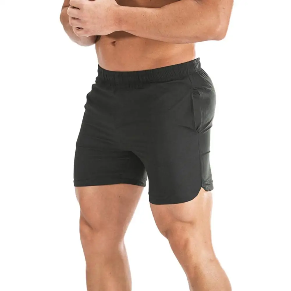 Мужские спортивные шорты для фитнеса, мужские стильные шорты для спортзала, мужские летние шорты для бега, новая брендовая одежда, шорты для бега, 4 цвета#1004 - Цвет: Черный