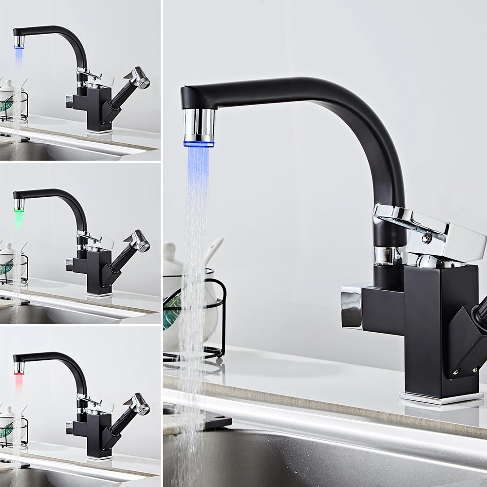 Kitchen Faucet Pull Out Copper Cold Hot Dishwasher 360 Rotation Sink Faucet Household torneira de cozinha Deck Mounted Mixer Tap Kitchen Faucet Pull Out Copper Cold Hot Dishwasher 360 Rotation Sink Faucet Household torneira de cozinha Deck Mounted Mixer Tap