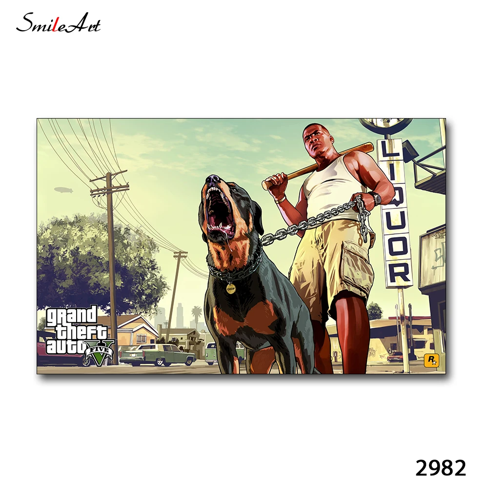 2982 Игра Gta 5 плакат настенный художественный принт и плакат холст живопись настенные картины для гостиной спальни игровой комнаты Декор современный декор - Цвет: 2982