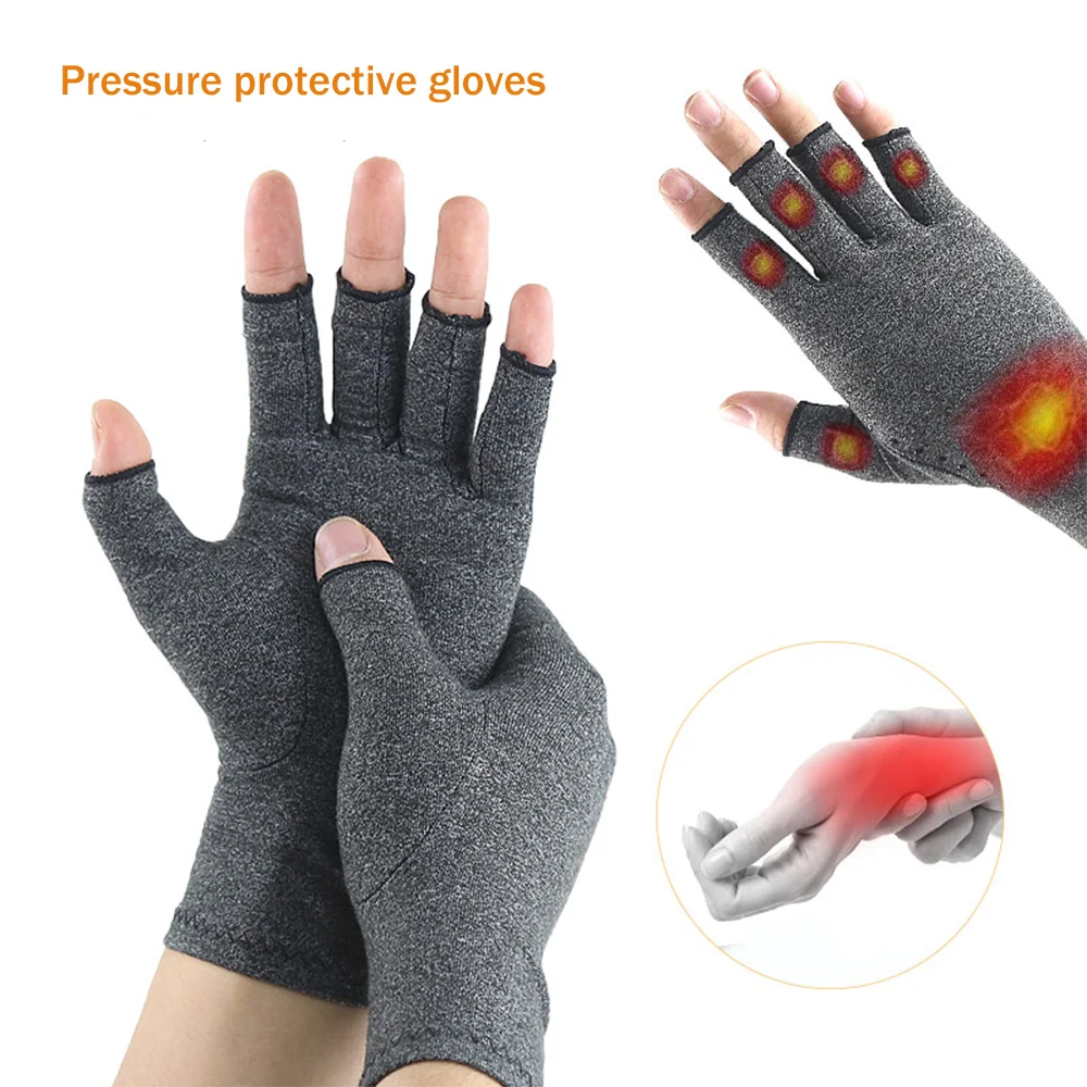 Tcare 2Pcs/Pair Unisex Compression Open Fingers Arthritis Gloves Premium Arthritic Joint Pain Relief Hand Gloves Therapy Cycling