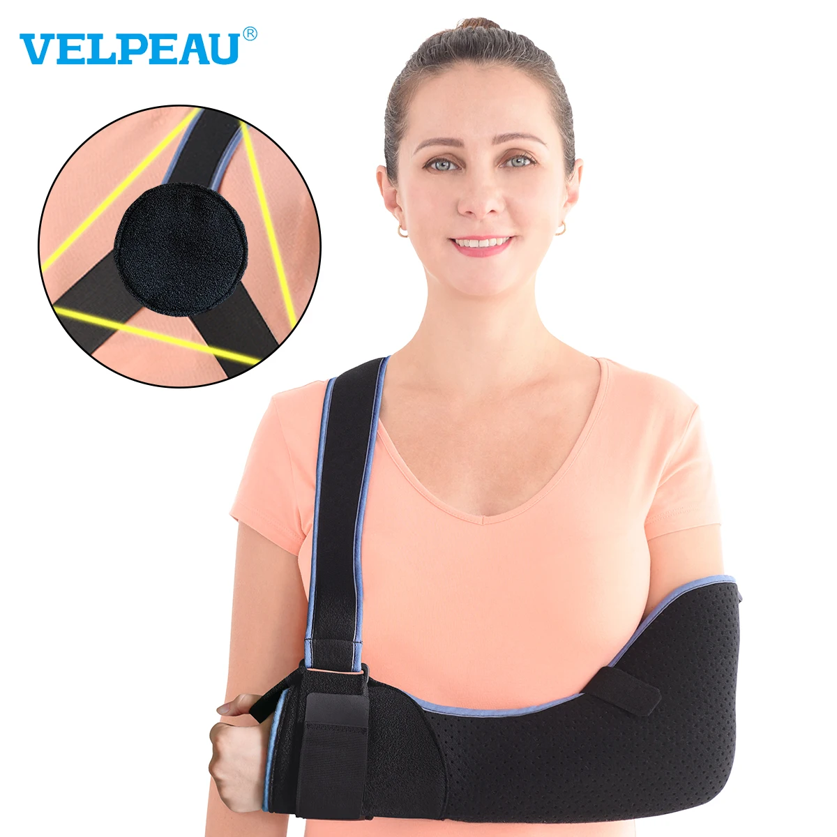 VELPEAU Lightweight Arm Sling Breathable Shoulder Support Brace Triangle Support Design Arm Brace for Fracture or Dislocation