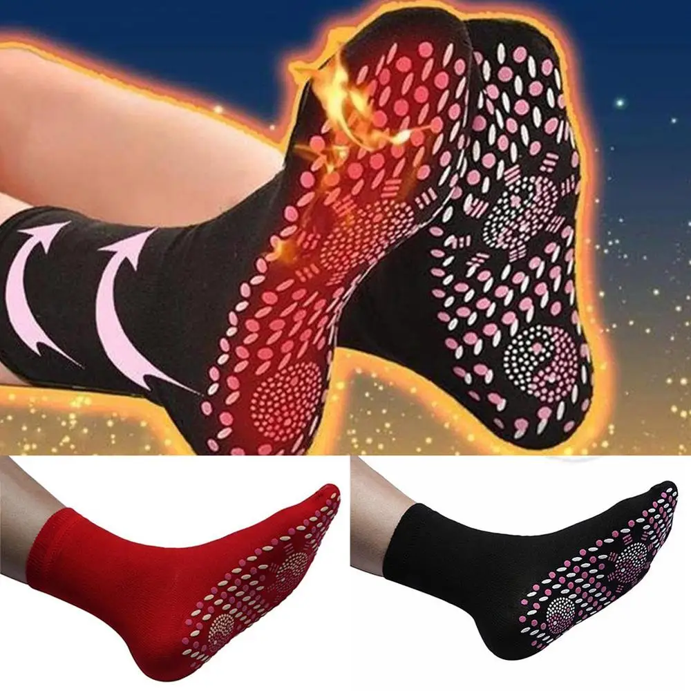 2Pair Self-Heating Health Care Socks Tourmaline Magnetic Therapy Comfortable And Breathable Massager Winter Warm Foot Care Socks