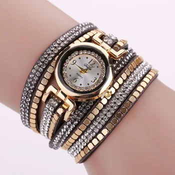 

Fashion Women's Watch Bracelet Crystal Leather Dress Analog Quartz Wrist Watches 19QC
