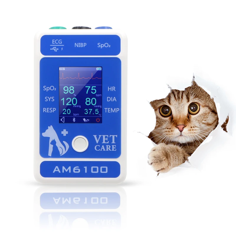 

BERRY 2019 bluetooth hanheld veterinary monitor AM6100 NIBP Blood Pressure Monitor and pluse oximeter probe Animal ARM Circufere