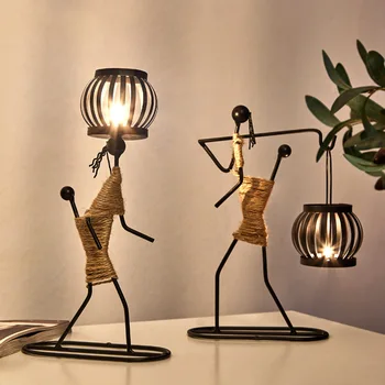 

Nordic Creative Girl Wrought Iron Candle Holder Decoration Candlelight Dinner Ornament Props Hotel Restaurant Wine Cabinet Decor