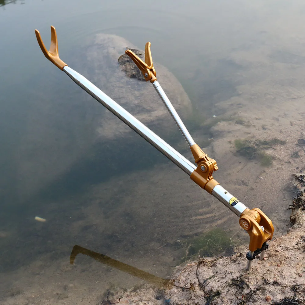 Equipamento de pesca, suporte telescópico para varas de pesca, dobrável em aço inoxidável, suporte para vara de pesca manual, novo, 2018 m, 1.5m, 1.7m, 2.1m