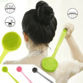 

Long Silicone Exfoliating Body Shower Handle Back Brush Massage Scrubber Bath