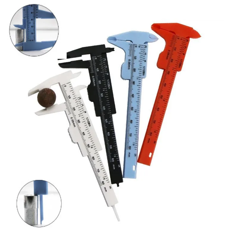 

1pcs High quality 0-80mm double rule scale plastic Vernier caliper measuring Student Mini tool ruler Measurement Tool