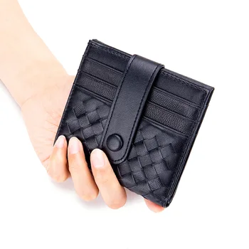 

Folding Hand Woven Men's Wallet Thin Short Buckle Wallet Small Card Bag Women's New Simple