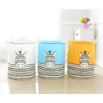 

3 Colors Zebra Pattern Kids Toy Storage Bags Home Sundries Clothing Storage Baskets Bathroom Organizer Clothes Storage Barrels