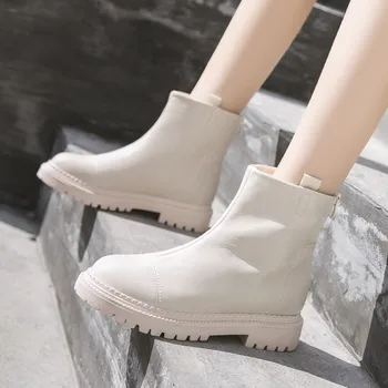 

COOTELILI Women Ankle Boots 2020 New Fashion Shoes Round Toe 4cm Heel Zip Comfortable Casual Shoes For Woman Black Basic 35-40