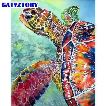 

GATYZTORY 40x50cm Frameless Painting By Numbers Kits Hand Painted DIY Gift Colorful Turtle Animal Picture Number Home Decors