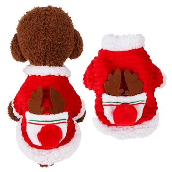 

New Pet Clothes Winter Warm Christmas for Dogs Cats Elk Pattern thickening Coat Jacket Puppy Clothing Christmas Costume Hot sale