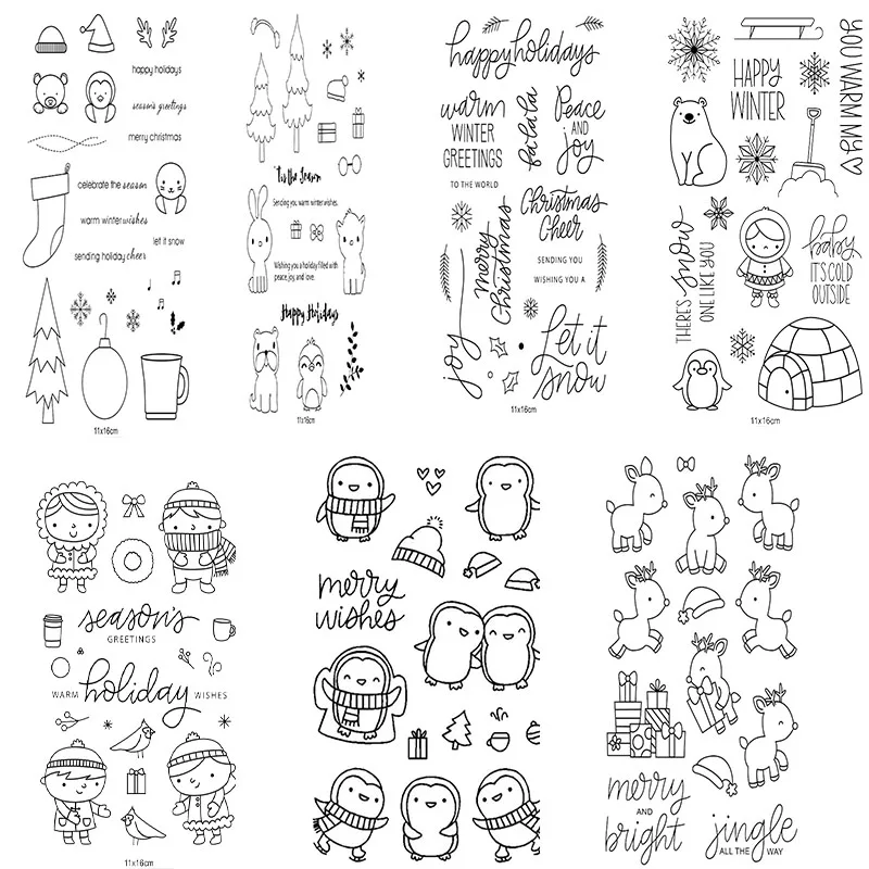 

Christmas Elements Various Cute Animals Penguin Horse Rabbit Snowman Clear Stamp Or stamp for DIY ScrapbookingCard Making