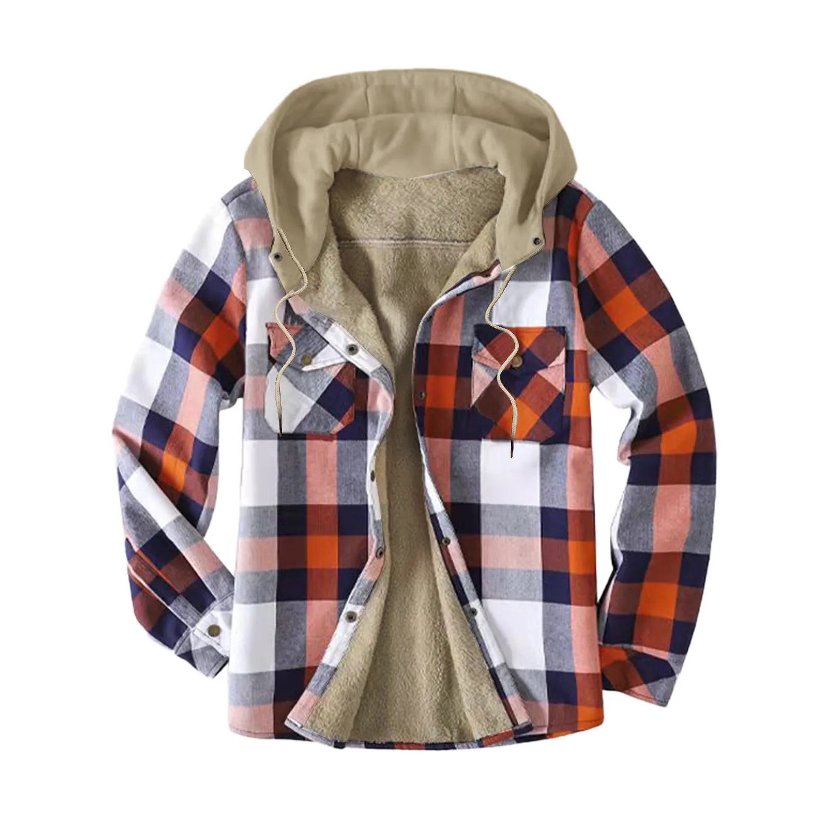 Men's Winter Trench Coat Men's Large Plaid Shirts Winter Plaid Men