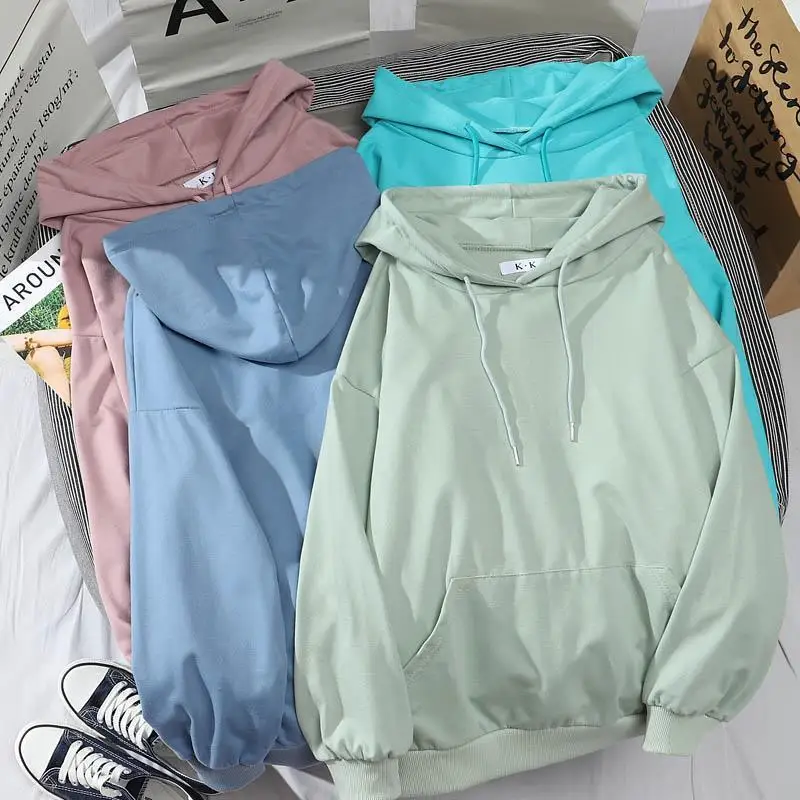 

Spring Autumn Women Candy Hoodies Basic Sweatshirts Outerwear Tops