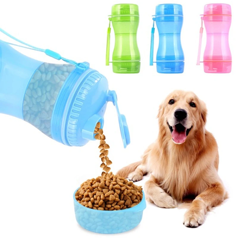 2020 New Pet Dog Water Bottle Food Container For Small Large Dogs 2 In
