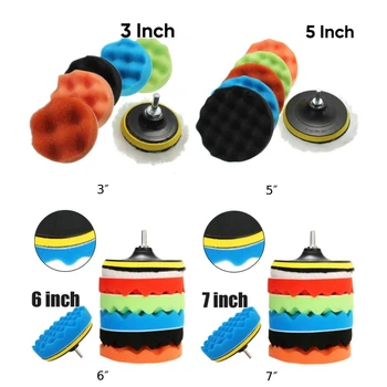 

2020 Newest 3″/5″/6″/7" Polishing Waxing Buffing Pad Sponge Kit Set For Car Polisher High Quality Polishing Pads