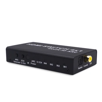 

HDMI four input and one output switcher 4 input and 1 output HD switcher Support ARC / audio separation switcher EU Plug