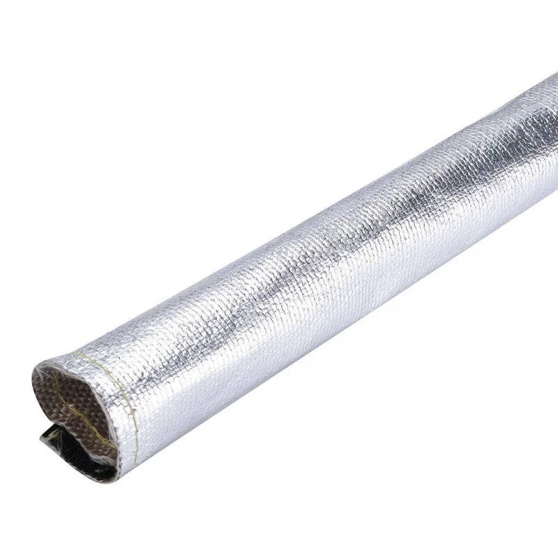 

1pc Heat Shield Sleeve Silver Metallic Hose Wrap Loom Pipe Hook and loop