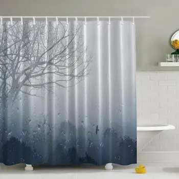 

Forest Shower Curtain Mildew Resistant Waterproof Polyester Fabric Waterproof Bath Curtain Hooks Included 70.8 x 70.8 Inch