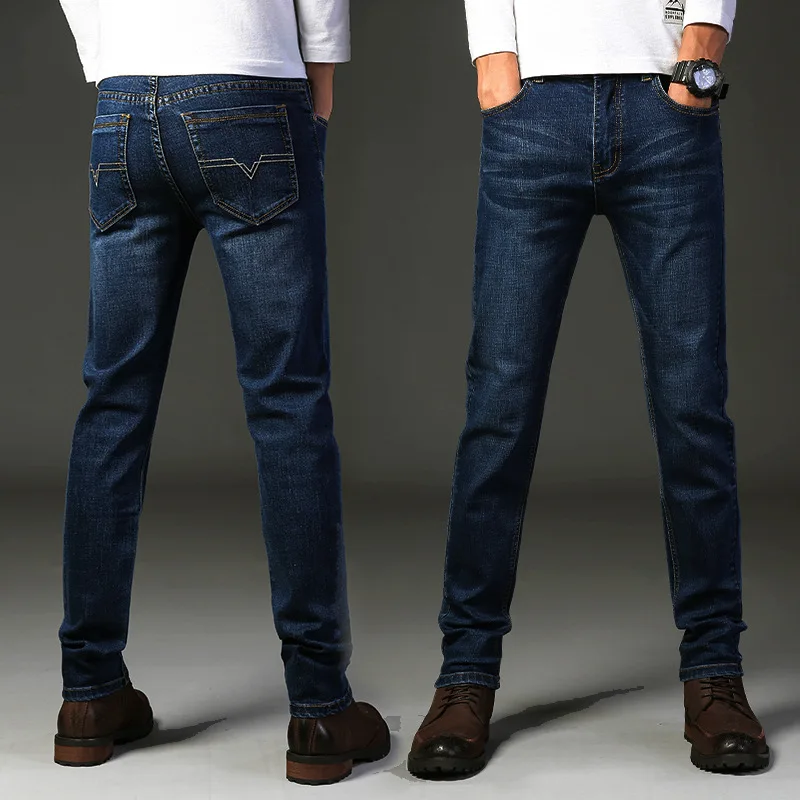 Men's Jeans 2024 New Brand Business Classic Casual Denim Trousers Business Work Comfortable Oversized Jeans Pants