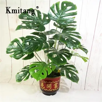 

70cm 18 Fork Tropical Monstera Big Artificial Tree Fake Turtle Leafs Plastic Leaves Green Palm Plants For Home Office Decoration