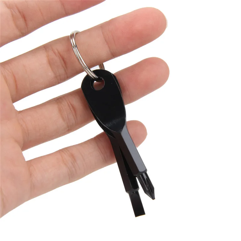 

2Pcs Stainless Steel Multi Tools Key Ring EDC Screwdriver Set Pocket Outdoor Tool Set Multitool Keychain Sliver Black