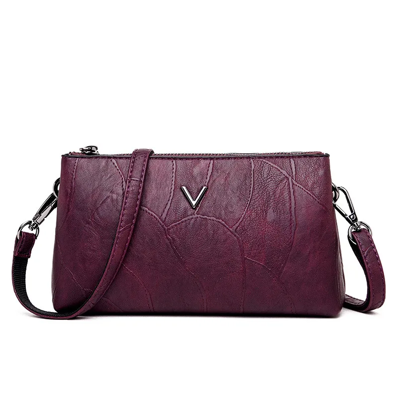 Летняя стильная сумка с откидной крышкой, роскошная кожаная сумка с буквой V, женские сумки, дизайнерские женские сумки через плечо для женщин - Цвет: PURPLE