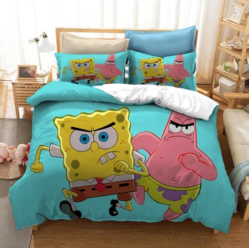 

Comic SpongeBob Bedding Set Bedroom Decor Kids Gift Hypoallergenic Quilt Cover 1PC Duvet Cover with Pillowcase Dropship