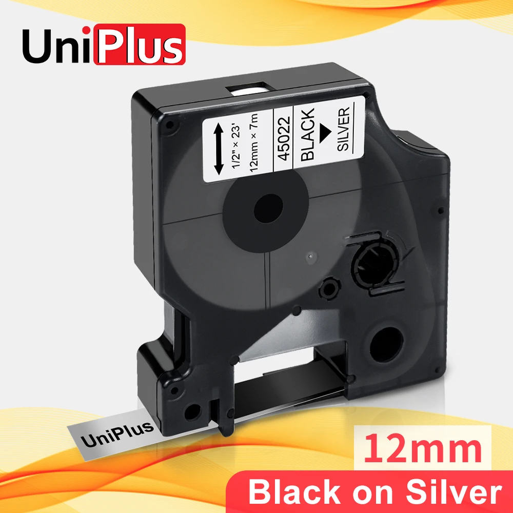 UniPlus черный на серебристом 12 мм * 7 м лента для принтера совместимый с Dymo D1 этикеток