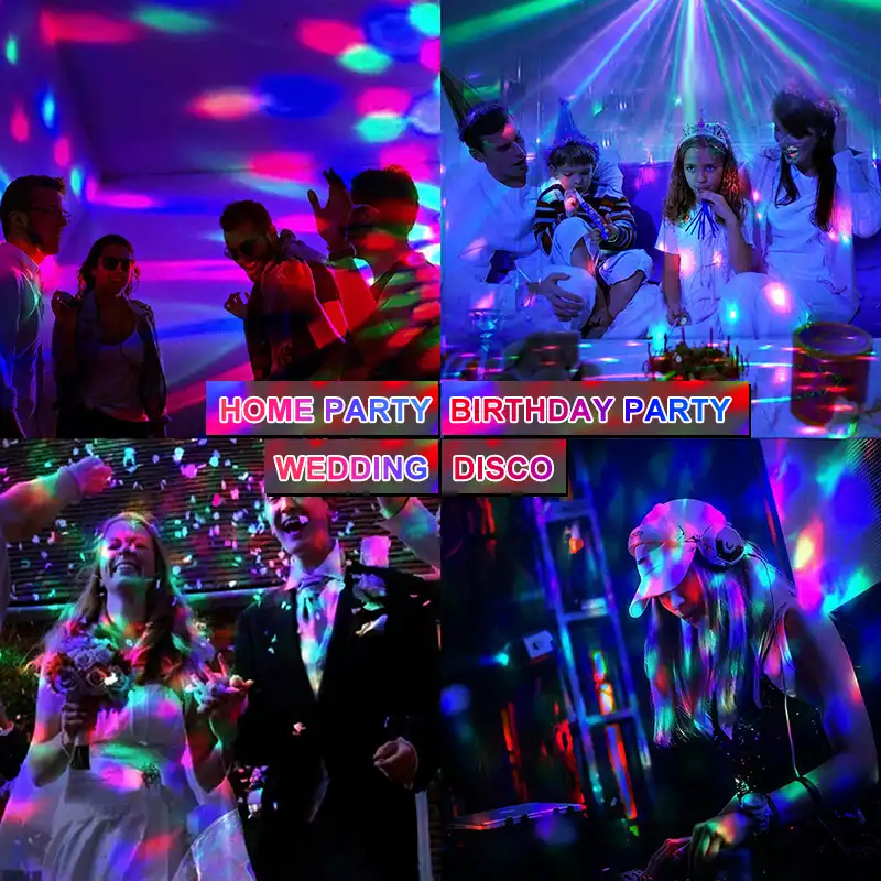 6 Color Conversion Sound Activated LED RGB Rotating Light with Remote for Halloween Dance Party DJ Club Karaoke Decoration TFCFL Disco Ball LED Party Lights