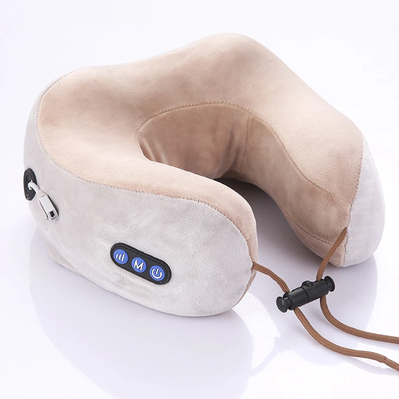 U-Shaped Electric Pulse Neck Massager Office Travel Shoulder Pillow Cushion Neck Waist Massage 3.7W 3 Modes