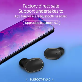 

A6S Mini Bluetooth V5.0 Sports Wireless Earphones 3D Stereo With Charging box Earbuds Mini in Dual Microphone Ear Q9G0