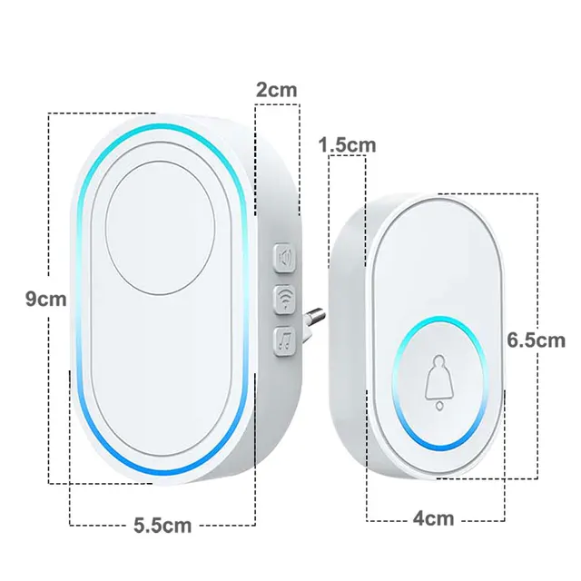 Wireless Doorbell Tuya App Intelligent Home Welcome Doorbell Waterproof Button LED Light 433MHz Security Alarm Smart Doorbell 2