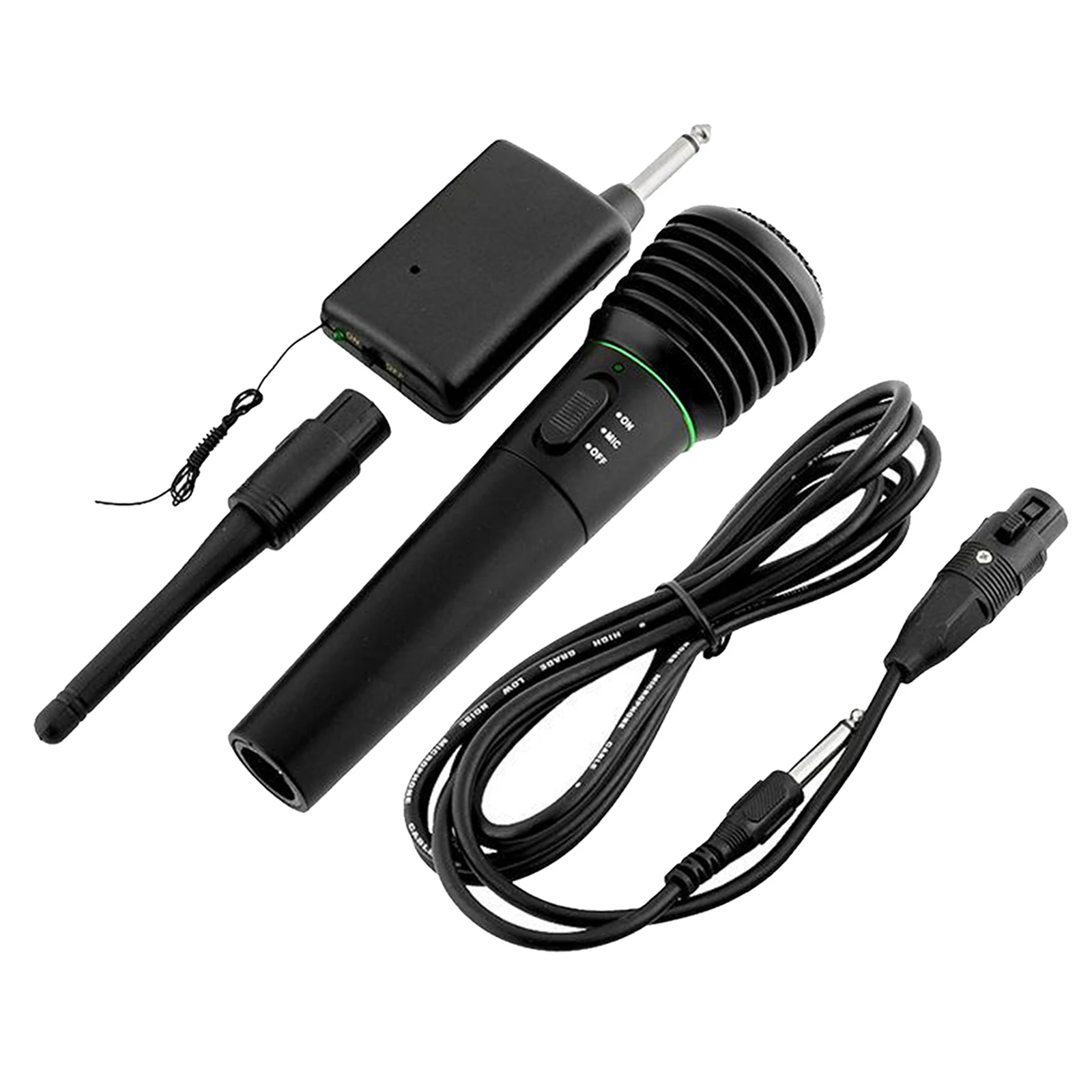Wireless Wired Handheld Microphone System with Receiver XLR 6.35mm Cable