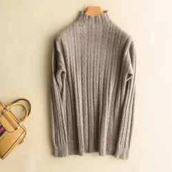 Осенне-зимний Новый стильный женский кашемировый свитер с высоким воротником и цветочным принтом, короткий пуловер, облегающий свитер