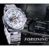 Forsining Men Fashion Mechanical Watch White Automatic 3 Sub Dial Multifunction Calendar Full Stainless Steel Belts Montre Homme ► Photo 3/6