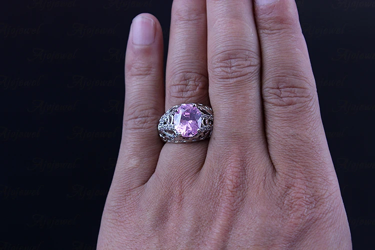 Ajojewel серебряного цвета кольца с розовым камнем кубического циркония кольцо для женщин ювелирные изделия на палец Bague Bijoux