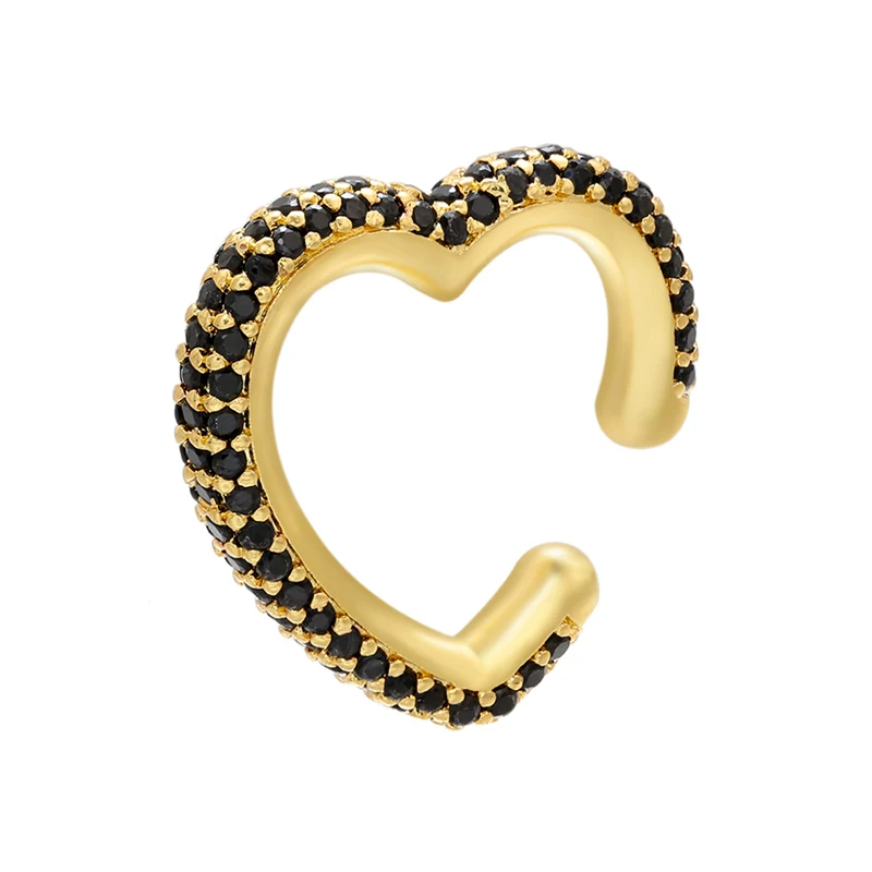 ZHUKOU 1piece 2020 CZ heart Crystal Ear Cuff Earring Fake piercing clips on earrings for women gold/silver color ear Clip VE132