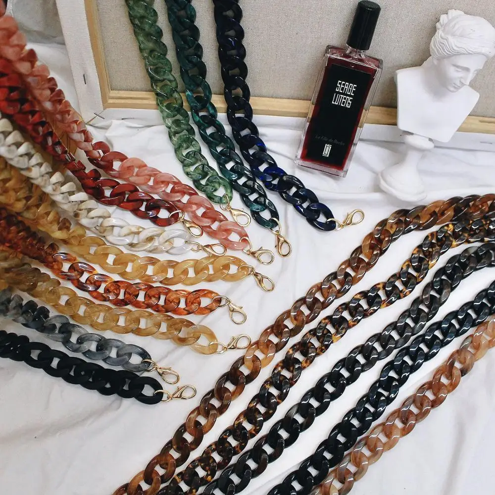 

100cm Acrylic Resin Chain Bag Strap for Handbags Women Fashion Gold Purse Chains for Plastic Bags Accessories Acrylic Chain Belt
