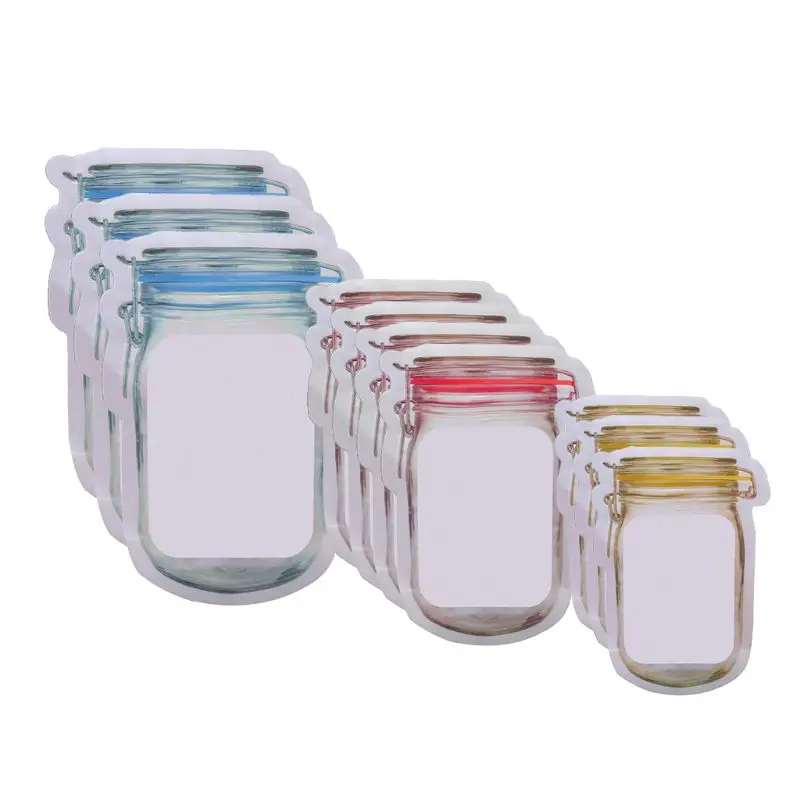 

Reusable Mason Jar Bottle Bags Zipper Seal Lock Food Saver Storage Fresh Pouch
