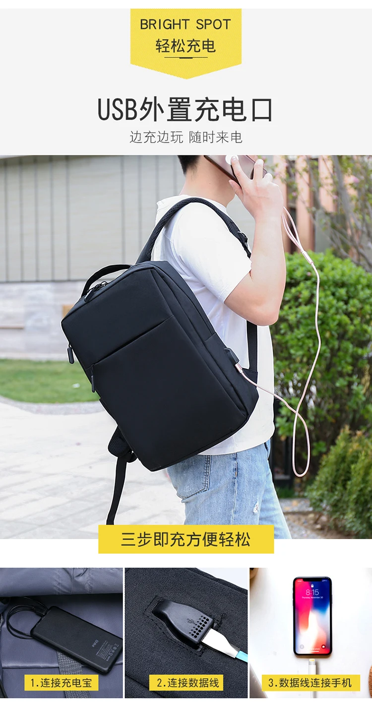 Xiyan Usb Laptop Backpack Business Large Capacity Backpack Men Computer School Bag Travel Bagpack Student Bag