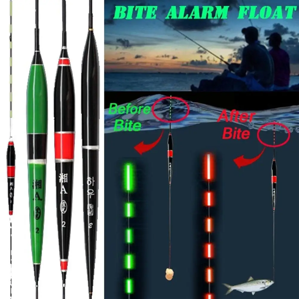 

3 color Smart Fishing Float Bite Alarm Fish Bite Bait LED Light Color Change Automatic Night Electronic Changing Buoy winter fis
